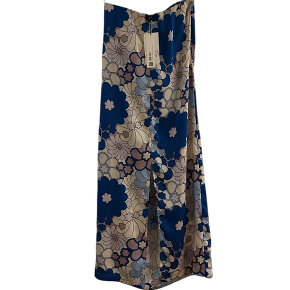Zara Blue Floral Retro Strapless Maxi Dress Size Medium NEW With Tags - Picture 4 of 14
